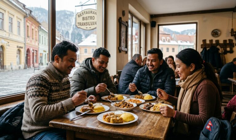 Nepali people eating food