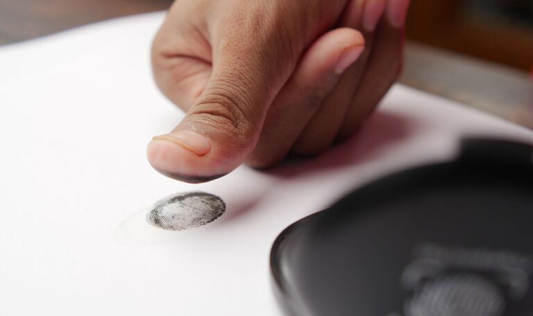 a fingerprint on white paper