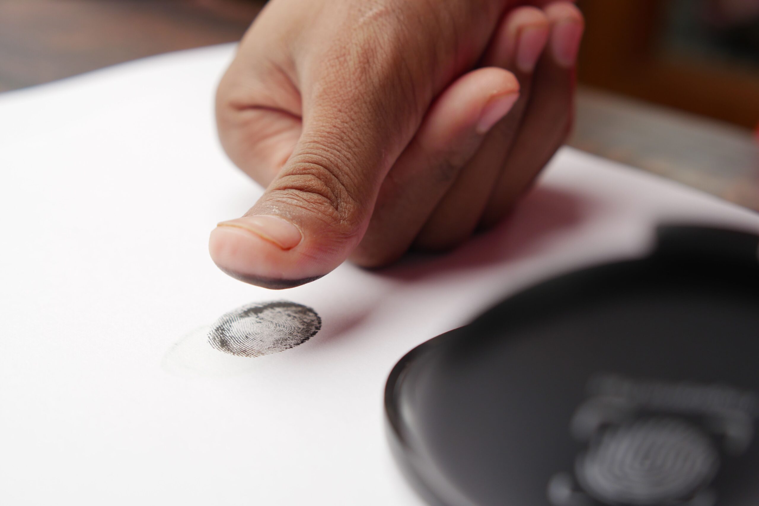 a fingerprint on white paper